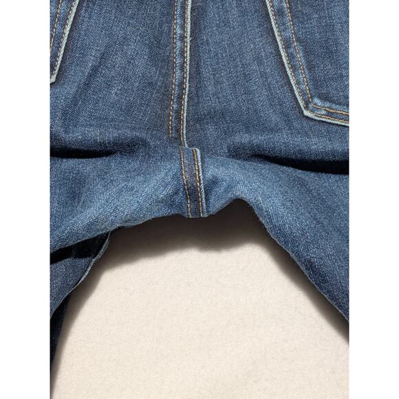 UNIQLO Slim Straight Jeans Japanese Kaihara Denim Low Rise Dark Wash 35x32 - Picture 5 of 16